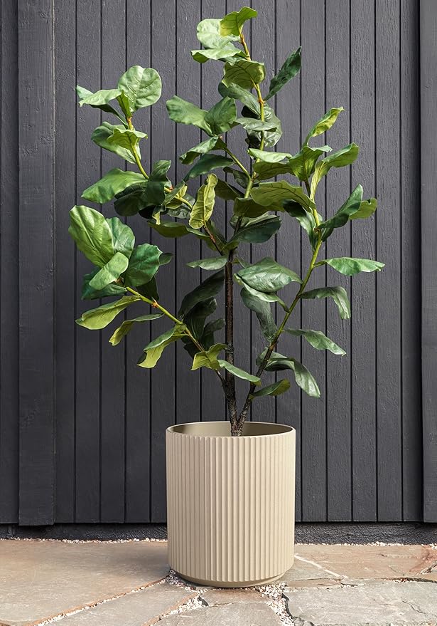 Veradek Round Demi Planter Pots for Indoor/Outdoor Garden Use, Made from Plastic-Concrete Mix with Drainage Holes, Perfect for Small to Large Succulent Plants, Flowers, Modern Interior Plants VeradekOutdoor