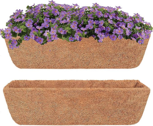 Y&M 30" Coco Liner for Window Box Deck Basket Planter Trough Coconut Fiber Liners 2pcs Trough Coco Liner Pre-Formed Replacement YM