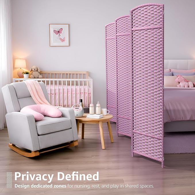 Sorbus 6-Panel Black Room Divider with Double Hinged Panels, 6 ft Tall Folding Privacy Screen Sorbus