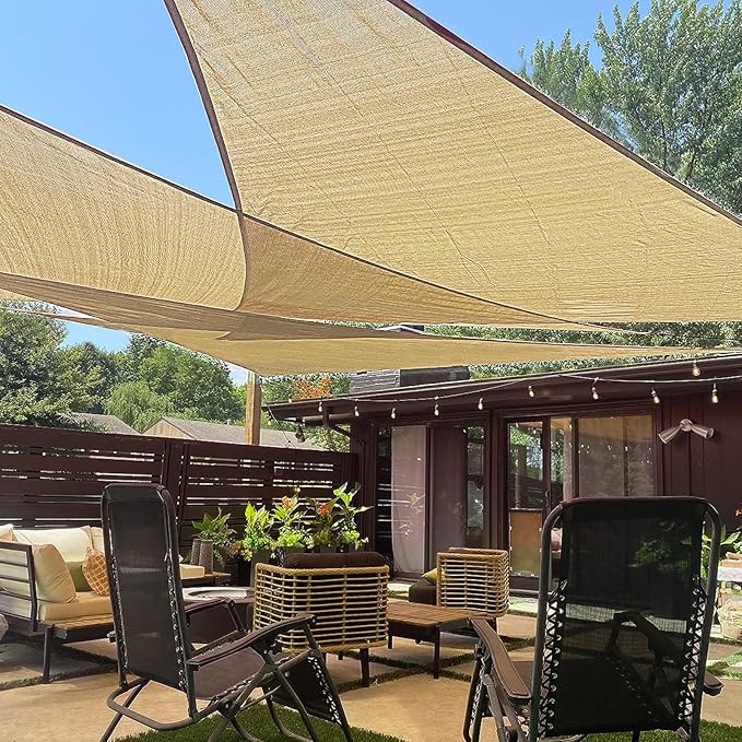 LOVE STORY Custom Size 13'x13'x18.4' Sand Sun Shade Sail Right Triangle Sunshade Fabric Awning Canopy for Patio Backyard Carport Pergola (Customized) LOVESTORY