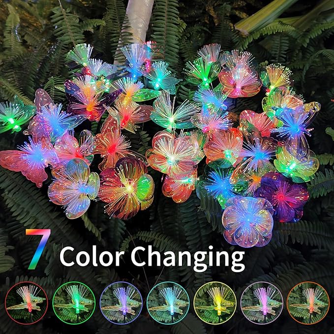 JJGoo 2 Pack Solar Garden Lights, Solar Butterfly Swaying Light for Outside, New Upgraded Outdoor Waterproof Light for Garden Patio Yard Front Porch Decor JJGoo