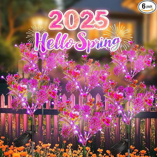 Neporal Solar Garden Lights, 6PK Purple Phalaenopsis Solar Flowers Outdoor Waterproof, Solar Lights Decorative for Garden,Yard Decor, Outdoor Decor Neporal