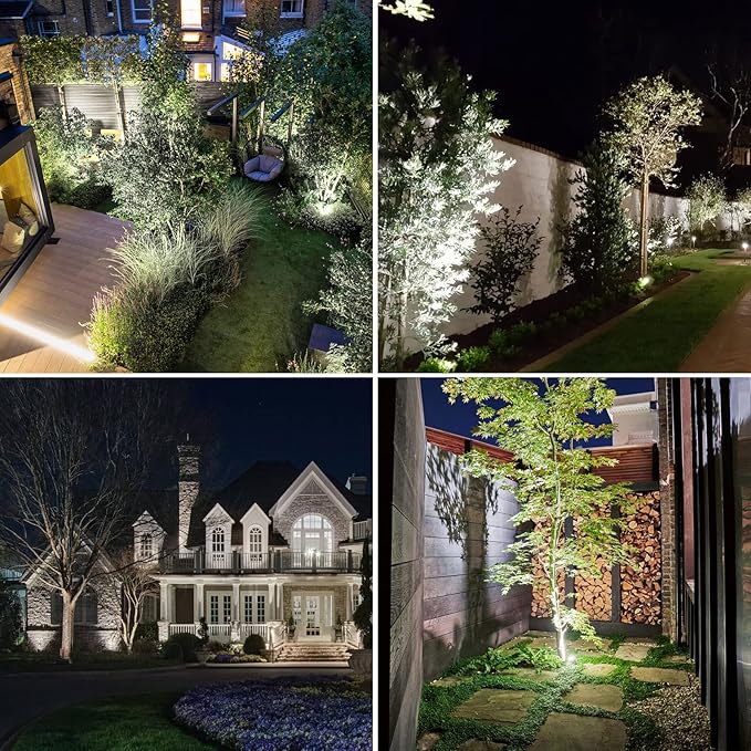 T-SUNUS Christmas Solar Landscape Spotlights White 6000K Metal, Garden Spot Lights Outdoor IP65 Waterproof 9.8ft Cable Separated Panel, Auto On/Off for Tree Flag Driveway Pathway Halloween Pool Area T-SUNUSLighting