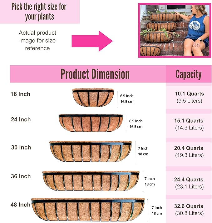 LaLaGreen Wall Planters - 16 Inch, 2 Pack Deck Railing Planter Boxes for Outdoor Plants, Window Flower Box with Coco Liners Metal Horse Troughs Fence Balcony Garden Herb Pot Patio Porch Over Rail L%C3%A1L%C3%A1Green