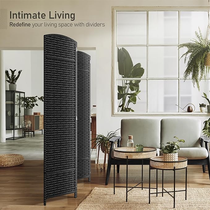 Sorbus 4 Panel Room Divider 6 ft. Tall - Privacy Screen, Extra Wide Double Hinged Panels, Mesh Hand-Woven Design, Partition Room Dividers and Folding Privacy Screens, Wall Divider for Room Separation Sorbus