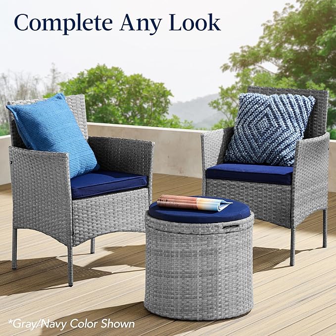 Best Choice Products Round Wicker Ottoman, Multipurpose Outdoor Furniture for Patio, Backyard, Additional Seating, Footrest, Side Table w/Storage, Removable Cushions – Brown/Red BestChoiceProducts
