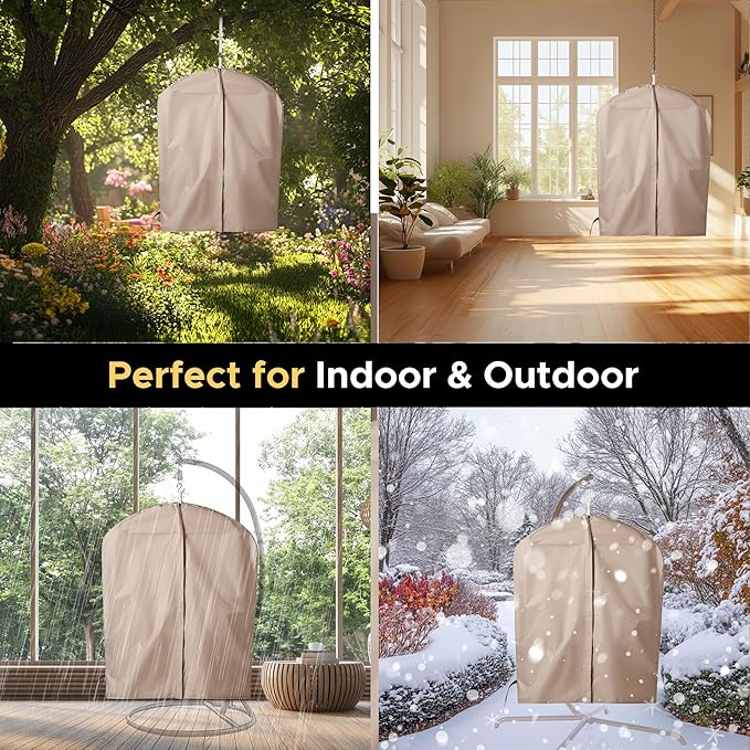 Miztli Hammock Chair with Hanging Chair Cover – Max 500 Lbs, Steel Spreader Bar with Anti-Slip Rings, Comfortable Indoor & Outdoor Hanging Chair – Includes Protective Waterproof Cover (57x45.5 in) MIZTLI