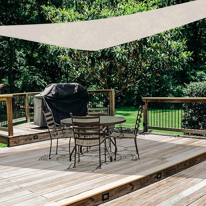 AsterOutdoor Sun Shade Sail Triangle 10' x 10' x 10' UV Block Canopy for Patio Backyard Lawn Garden Outdoor Activities, Cream AsterOutdoor