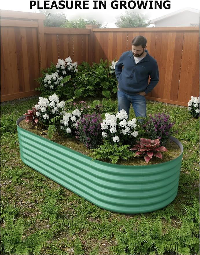 2 Pcs Raised Garden Beds Outdoor 8x4x1.5 ft - Galvanized Steel Planter Box for Vegetables, Flowers, Rust-Resistant Garden Box, Easy Assembly Raised Beds, Durable Planters for Outdoor Plants, Green GarveeLife