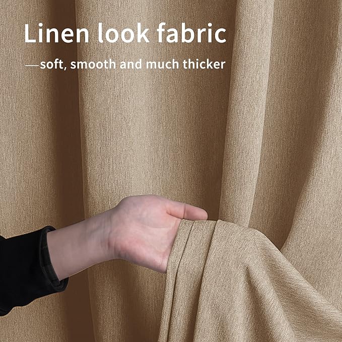 Easy-Going Linen Look Outdoor Curtains Waterproof Windproof Porch Curtains, Soft Thicken Outdoor Privacy Curtains for Patio, Gazebo, Grommet Top and Tab Bottom Drape, 2 Panels, 54x84 inch, Beige Easy-Going