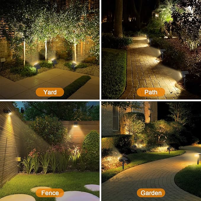 LANSOW Solar Spot Lights Outdoor, [12 Pack/76 LED] 2-in-1 Solar Landscape Spotlights, 3 Modes IP65 Waterproof Dusk to Dawn Solar Powered Flood Wall Lights for Outside Yard Garden Pathway(Warm White) LANSOW