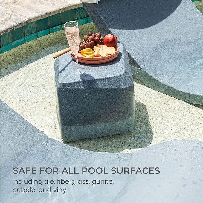 Classic White - Small Side Table – Designed for Shallow Shelves Up to 10” – Aqua Outdoors – Compatible with All Pool Types - Inside Pool, Sun Shelf & Patio Surfaces AquaOutdoors