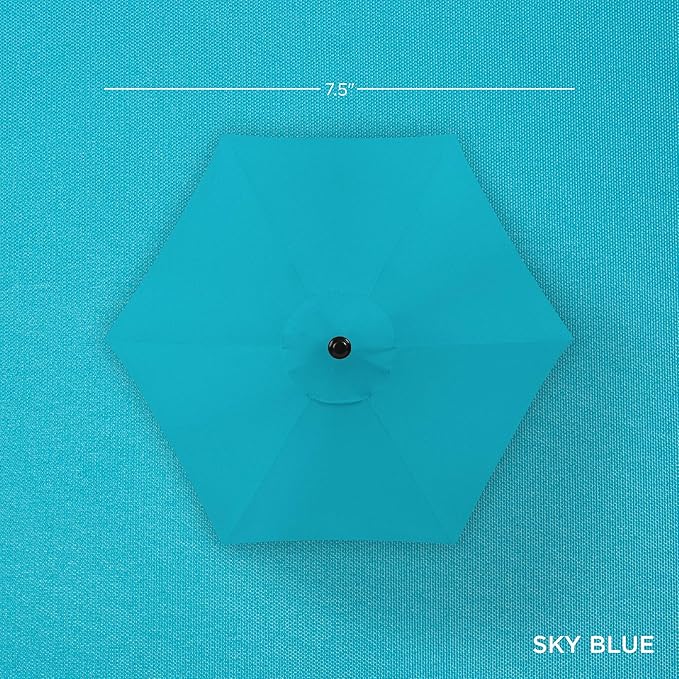 Best Choice Products 7.5ft Outdoor Solar Market Table Patio Umbrella for Deck, Pool w/Tilt, Crank, LED Lights - Sky Blue BestChoiceProducts