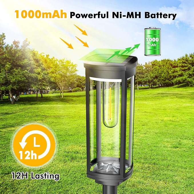 Solar Pathway Lights Outdoor 4 Packs, Bright Solar Path Light Outside Waterproof, Solar Garden Decorative Solar Powered Landscape Lights for Walkway Driveway Lawn Patio Sidewalk Yard Decor COXSENI