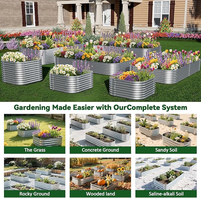 2 Pack Tall 8x4FT Corrugated Galvanized Steel Raised Garden Bed Outdoor, Metal Above Ground Garden Bed for Vegetables and Flowers, Raised Beds for Gardening CATMANOR