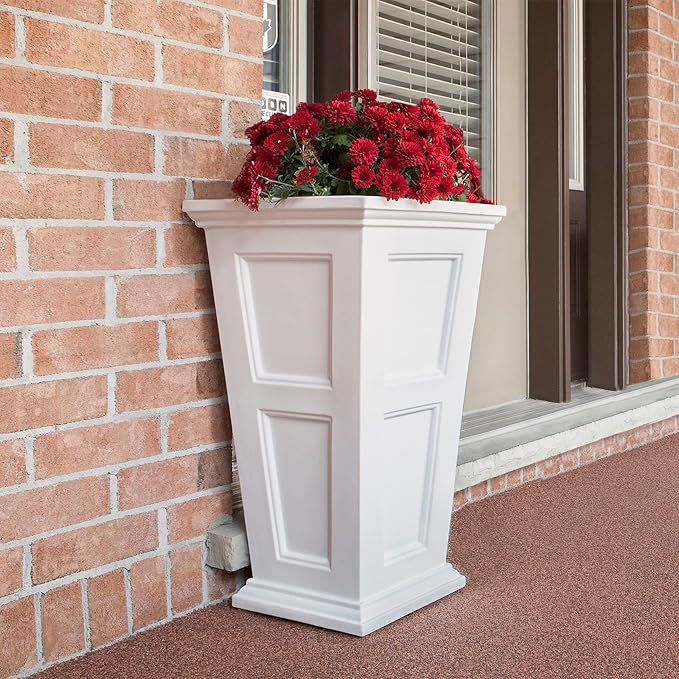 Mayne Fairfield 34-Inch Tall Planter – Weather-Resistant Self-Watering Indoor/Outdoor Garden Pot for Flowers, Patio, Porch, and Entryway, Durable Design Mayne