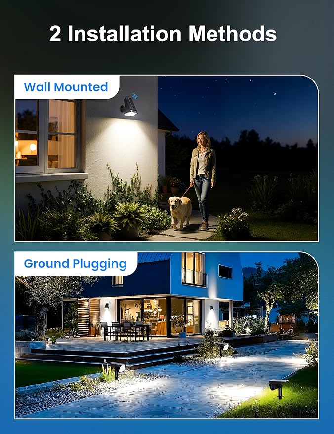 Brightown 6 Pack Solar Motion Lights Outdoor Waterproof, Motion Sensor Spot Lights- 58 LED/3 Modes Solar Powered Spotlights 2-in-1 Auto On/Off for Outside Yard Wall Garden, Cool White Brightown