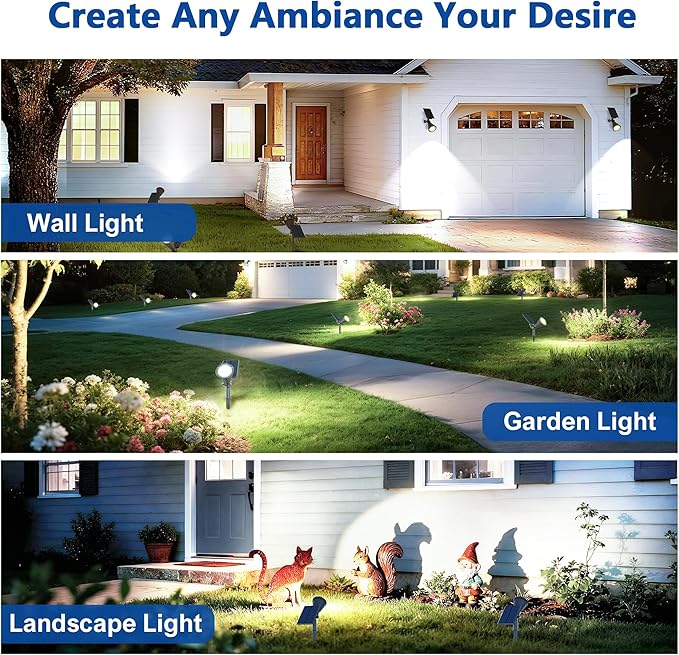Solar Lights Outdoor Waterproof IP65,6500K Super Bright LED,2 Lighting Modes, Solar Powered Yard Garden Solar Spot Lights for Flag Landscape Auto On/Off-1 Pack JEJOT
