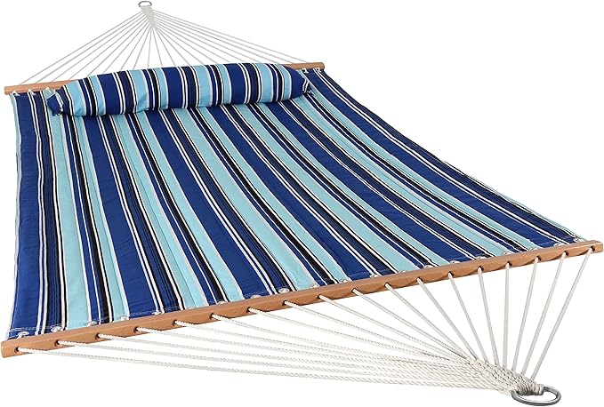 Sunnydaze Quilted Outdoor Hammock with Spreader Bars - Heavy-Duty 450-Pound Capacity Double Hammock for Outside - Catalina Beach SunnydazeDecor