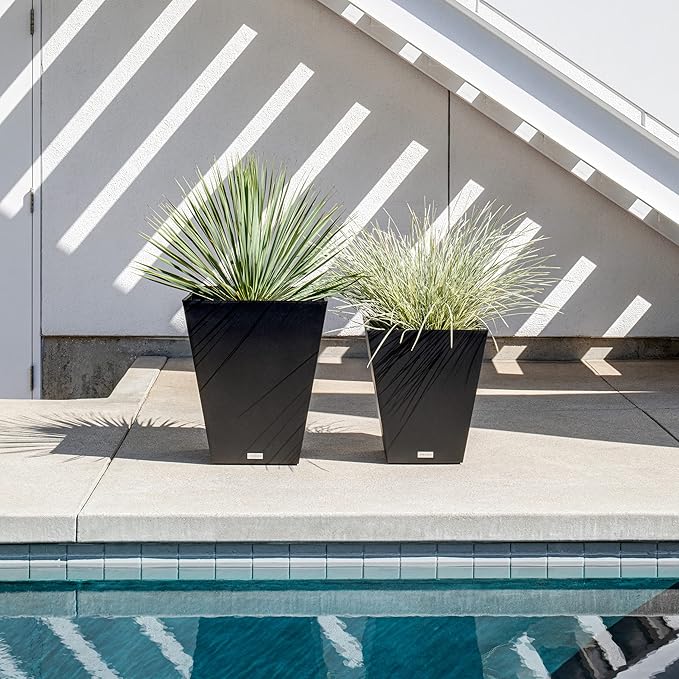 Veradek Pure Series Nobleton Plastic Planter - Large Pots for Indoor or Outdoor Porch/Patio | Durable All-Weather Use with Drainage Holes | Modern Planter Décor for Flowers, Shrubs, Trees VeradekOutdoor