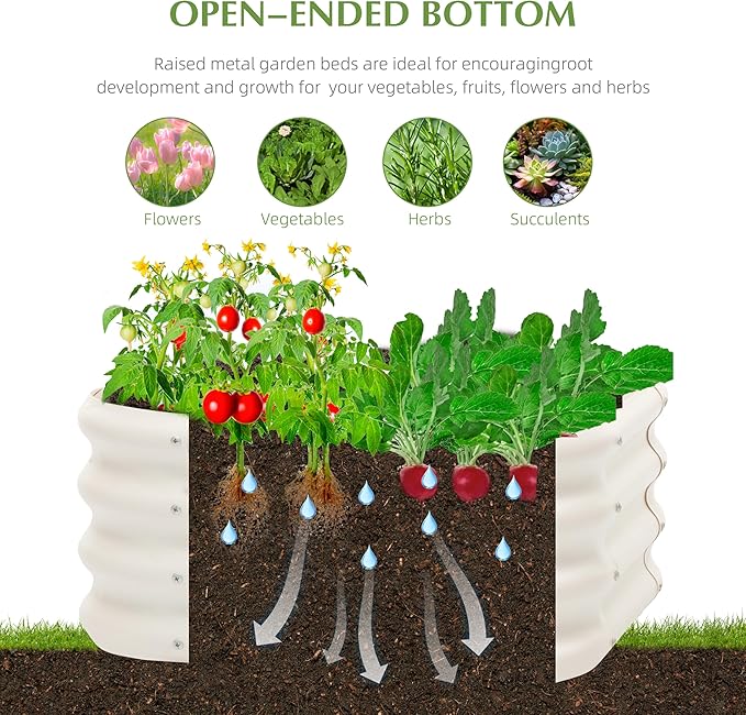 2-Pack 2x1ft Galvanized Raised Garden Bed, Outdoor Planter Bed, Metal Planter Box for Gardening and Planting Besebay