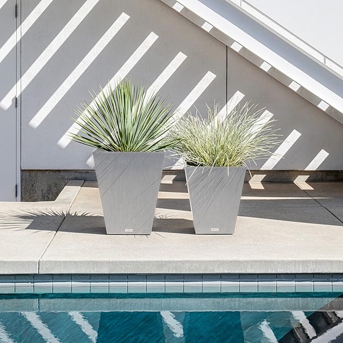 Veradek Pure Series Nobleton Plastic Planter - Large Pots for Indoor or Outdoor Porch/Patio | Durable All-Weather Use with Drainage Holes | Modern Planter Décor for Flowers, Shrubs, Trees VeradekOutdoor