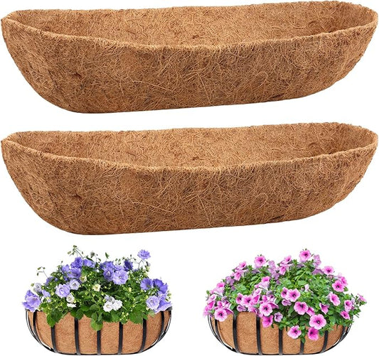 Legigo 2 Pack Trough Coco Liner for Planters- 48 Inch Window Box Liners Coconut Coir Basket Liners, Planter Box Coconut Liner for Window Flower Box Pots, Fence Trough Planter, Wall Planter Basket Legigo