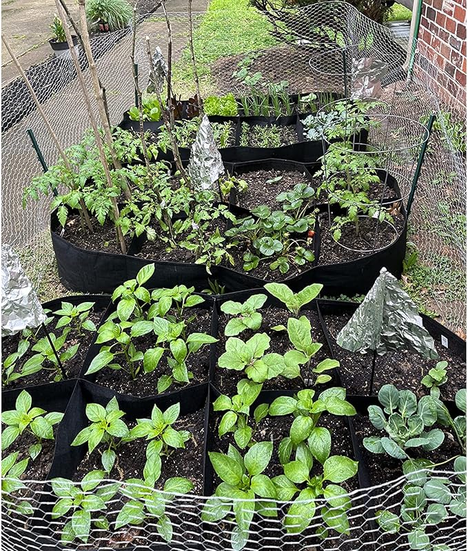 CJGQ Fabric Raised Garden Bed, 128 Gallon 8 Grids Plant Grow Bags, 3x6FT Planter Raised Beds for Growing Vegetables Potatoes Flowers, Rectangle Planting Container for Outdoor Gardening CJGQ