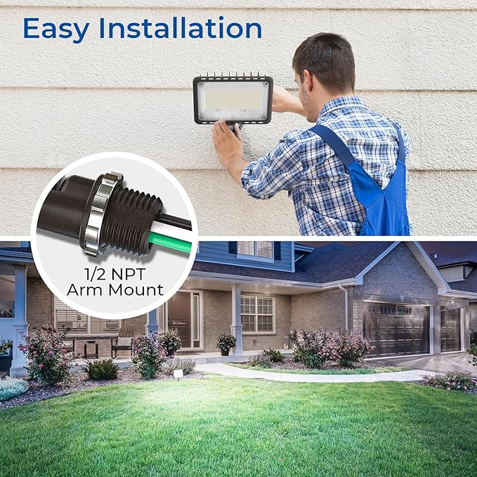 CINOTON 120W LED Flood Lights Outdoor, IP65 Waterproof Exterior Security Wall Lights with 180°Knuckle, 16800LM 120V Outside Aluminum Lighting Fixture for Courtyard Barn Garage 5000K 4 Pack, UL Listed CINOTON