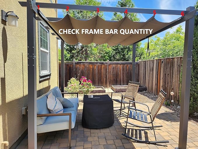 Pergola Shade Cover Replacement Canopy Top Compatible with 10 X 13 ft 6-Bar Pergola Frames - Gray (Canopy Size 116" W x 135" L, Canopy Top Only) Rootora