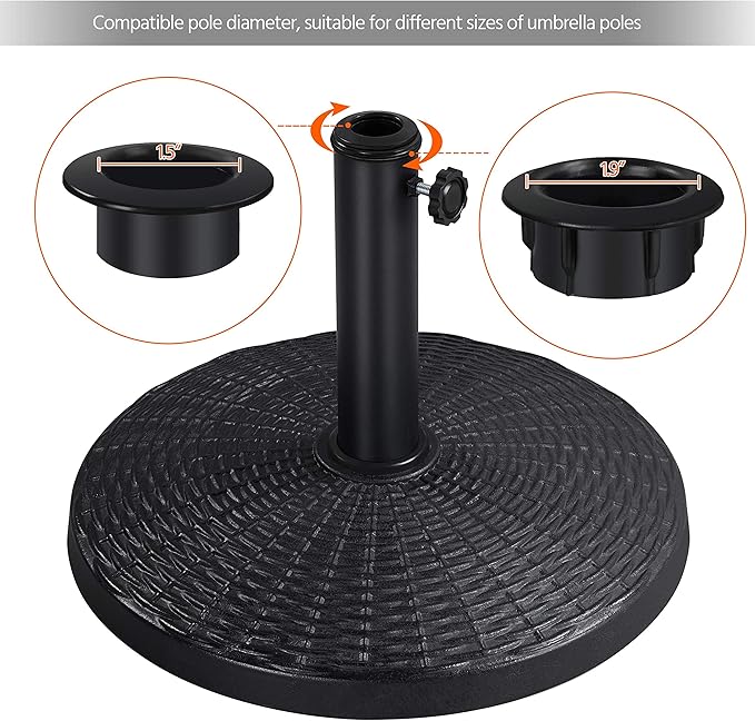 Yaheetech 22 lbs Heavy Duty Outdoor Umbrella Base 18" Round Patio Umbrella Stand Market Umbrella Base for Garden & Lawn, Black Yaheetech