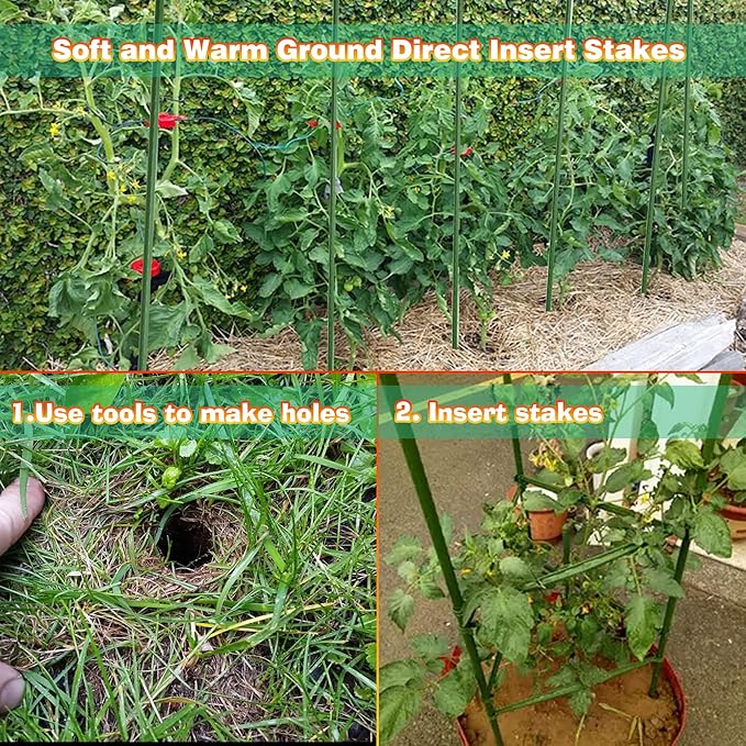 Xiny Tool Garden Stakes, 25 Pack Steel Plant Garden Tomato Stakes with Plastic Coat for Climbing Plants (25 Pack 58 Inch) XinyTool
