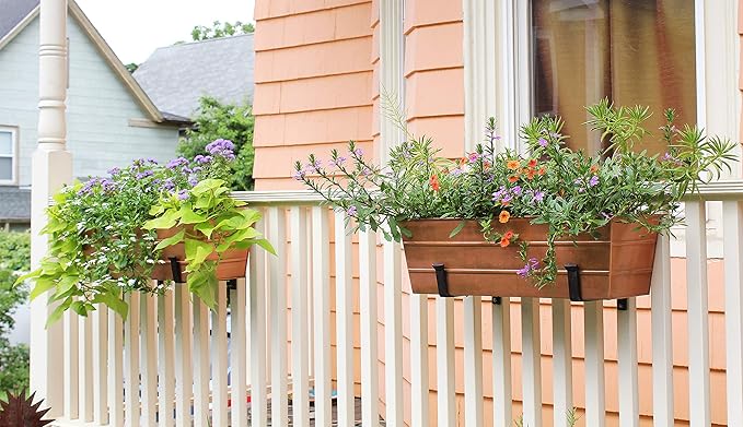Achla Designs C-20C Copper Plated Flower Box, Medium Window Flowerbox Planter ACHLADesignsHomeGarden