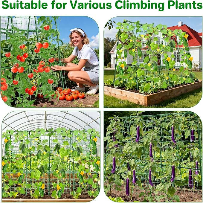 Cucumber Trellis for Raised Bed, U-Shape Garden Trellis for Climbing Plants Outdoor, Metal Arch Trellis for Vegetables, Plant Support for Tomato, Pea, Zucchini(63" L×30" W×47.2" H-Large) MYMULIKEHOME