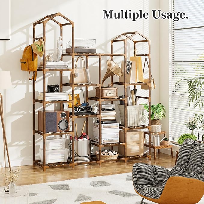 EnHomee Plant Stand Indoor Plant Stands Outdoor Tall Plant Shelf for 15-21 Pots Corner Tiered Plants Stands for Multiple Plants Wood Hanging Plants Holder for Garden Balcony Patio Window Porch EnHomee