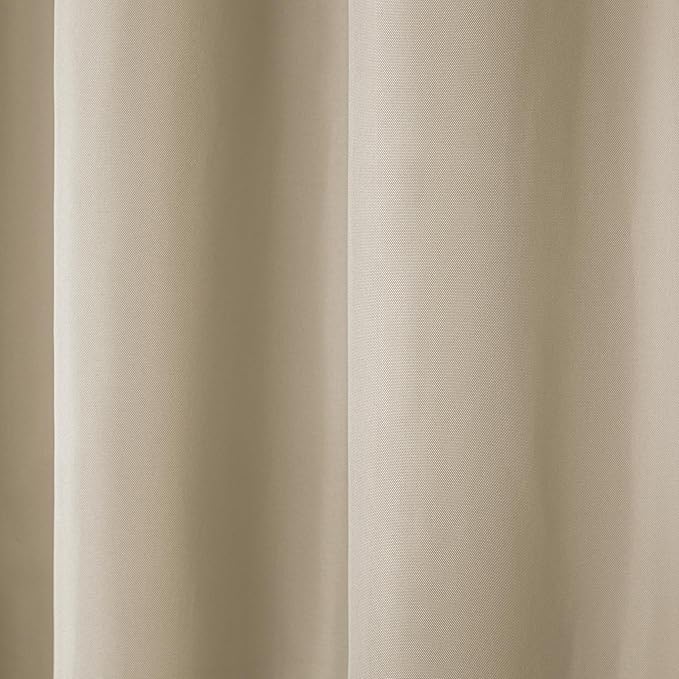 TOWN & COUNTRY BASICS Cabana Solid Heavyweight Indoor Outdoor Curtains, Light Filtering Opacity with Grommet Top, Water Repellent, 2-Pack Set, 54"x96", Taupe TOWN+%26+COUNTRY+BASICS