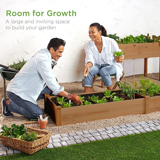 Best Choice Products 8x2ft Outdoor Wooden Raised Garden Bed Planter for Vegetables, Grass, Lawn, Yard - Acorn Brown BestChoiceProducts