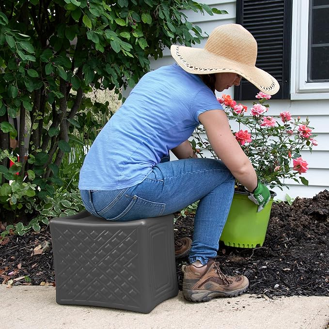 Simplay3 Handy Home 3-Level Heavy Duty Work/Garden Seat - 12" x 15" x 9" - Gray, Made in USA Simplay3