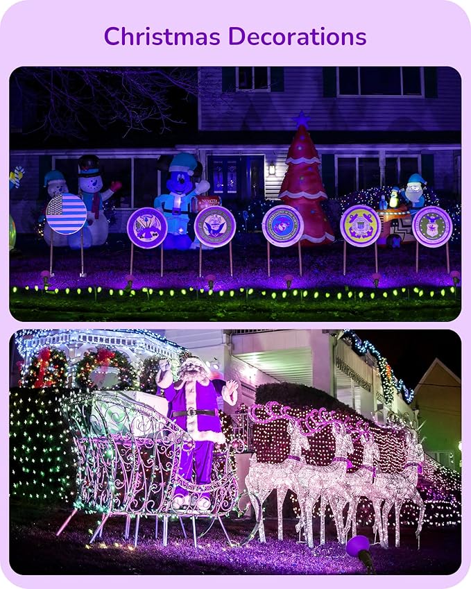 EDISHINE Christmas Decorations PAR38 Purple LED Flood Light Bulbs Outdoor, Dimmable LED Light Bulb, 18W(120W Equivalent), Outdoor Weatherproof Light Bulb for Christmas, E26 Base, 4 Pack EDISHINE