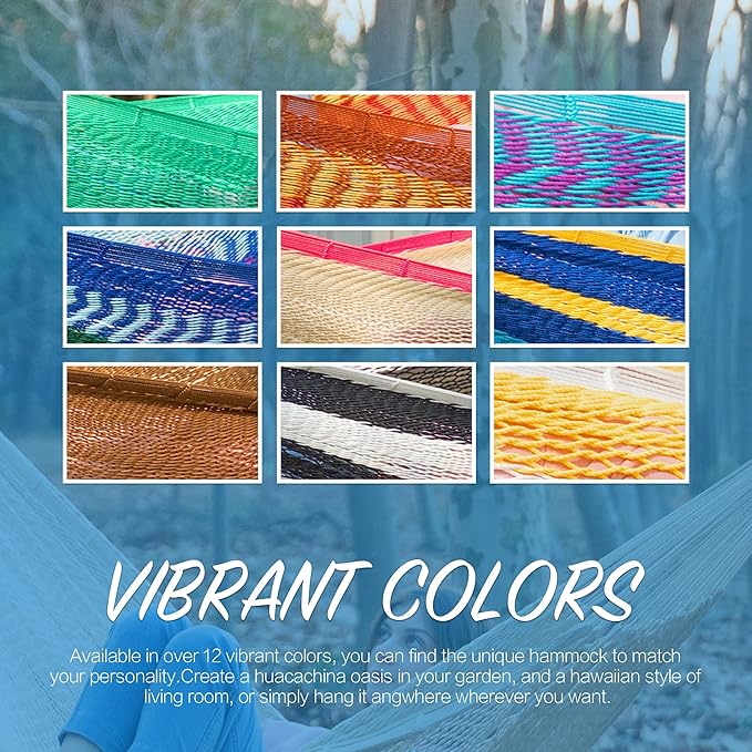 PNAEUT Handwoven Mayan Hammocks, Double Rope Hammock for Outdoor Outside & Indoor, Thick Soft 600 lbs Capacity Heavy-Duty, Includes Tree Straps, Carabiners & Carrying Bag (Nature, X-Large) PNAEUT