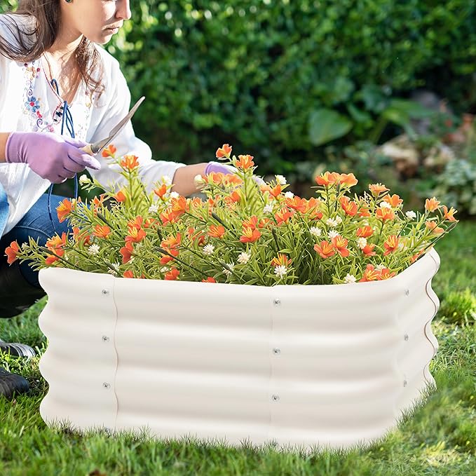 2-Pack 2x1ft Galvanized Raised Garden Bed, Outdoor Planter Bed, Metal Planter Box for Gardening and Planting Besebay