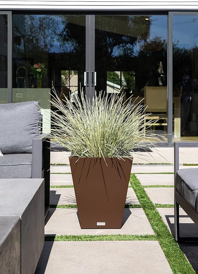 Veradek Pure Series Nobleton Plastic Planter - Large Pots for Indoor or Outdoor Porch/Patio | Durable All-Weather Use with Drainage Holes | Modern Planter Décor for Flowers, Shrubs, Trees VeradekOutdoor