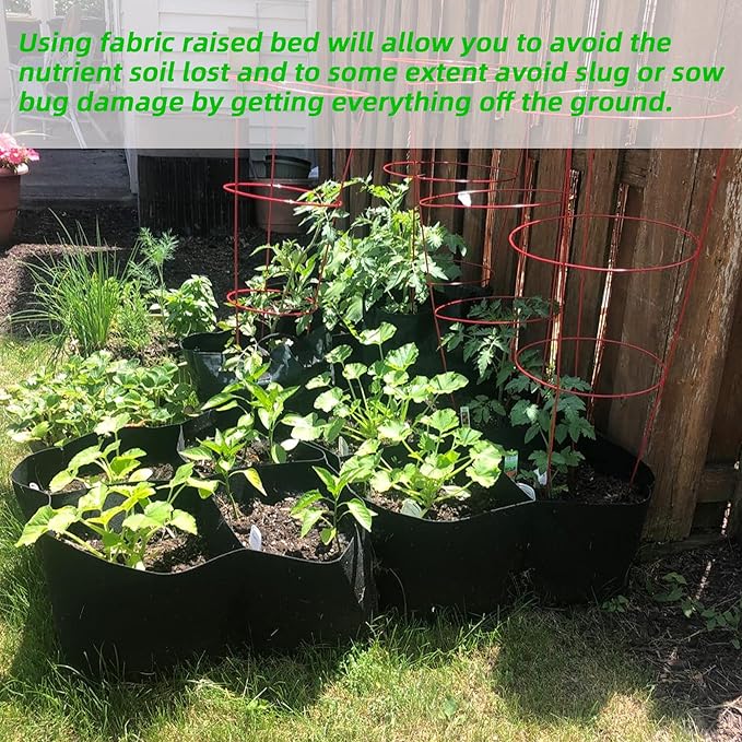 CJGQ Fabric Raised Garden Beds Outdoor, 2X2 Ft 4 Grids Plant Grow Bags,Vegetables Planter Raised Bed for Growing Potatoes Flowers, Square Plant Growing Container Bags for Outdoor Indoor CJGQ