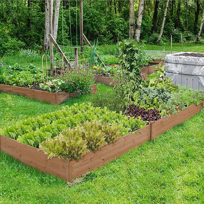 Yaheetech 8×4ft Wooden Horticulture Raised Garden Bed Divisible Elevated Planting Planter Box for Flowers/Vegetables/Herbs in Backyard/Patio Outdoor, 93 x 48 x 10in, Dark Brown Yaheetech