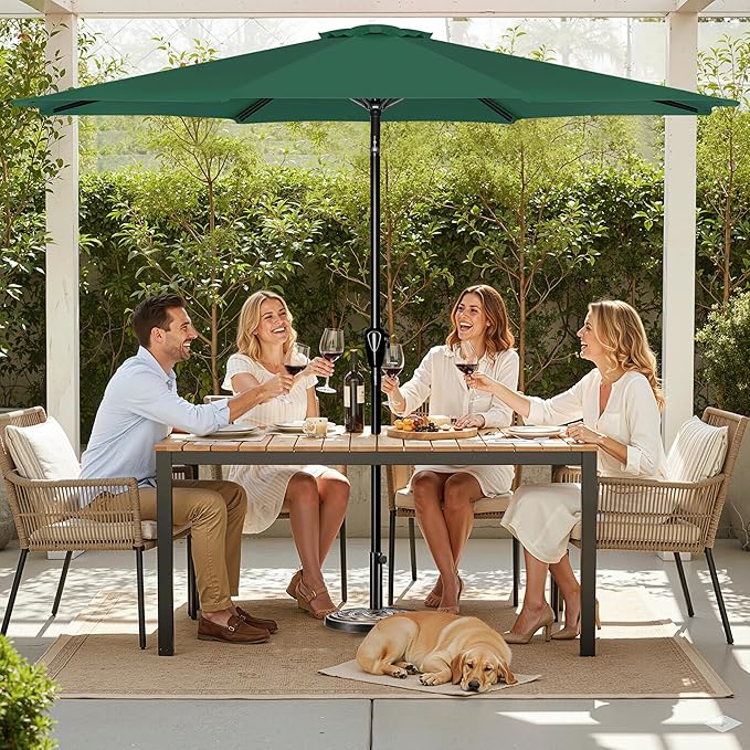 Simple Deluxe 9' Patio Umbrella Outdoor Table Market Yard Umbrella with Push Button Tilt/Crank SimpleDeluxe