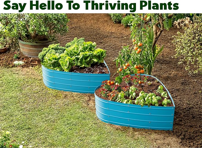 Plant & Plot Galvanized Raised Garden Beds Outdoor // Planter Raised Beds for Gardening, Vegetables, Flowers // Large Metal Garden Box (Teal) // Tool-Free Assembly PlantPlot