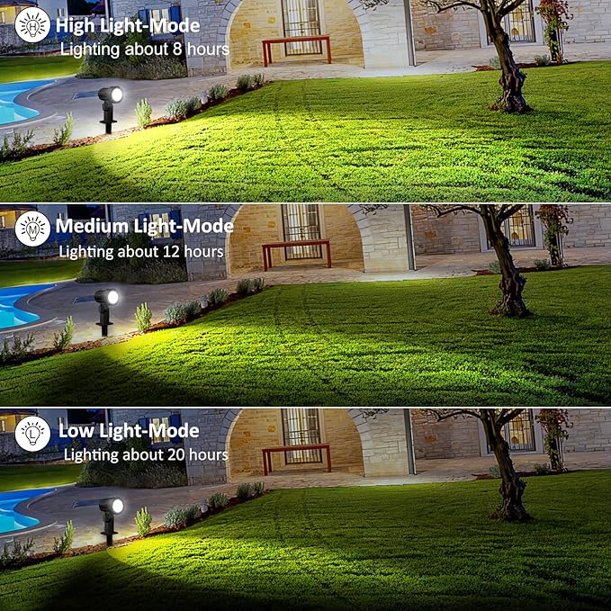 MEIHUA 6 in 1 Solar Spot Lights Outdoor, Solar Landscape Spotlights 2700K/4000K/6500K, 3 Brightness & Remote Control, IP66 Waterproof Spotlights Outdoor Garden for Pathway Driveway Tree MEIHUA