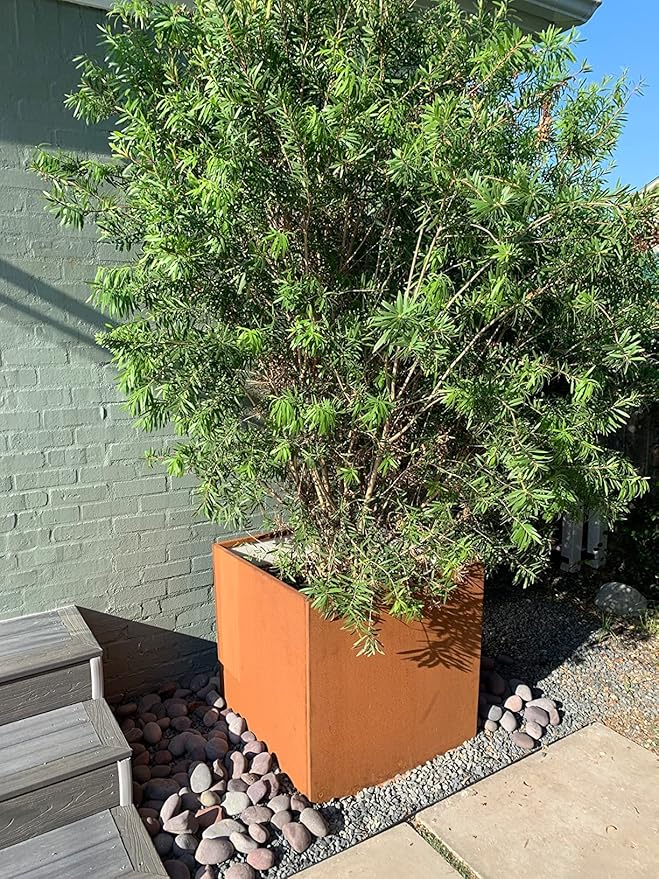Corten Steel Planter Box Metal Square Planters 26 Inch Steel Large Outdoor Planter Tall Plant for Commercial Residential Patio and Backyard GZGNEEVL