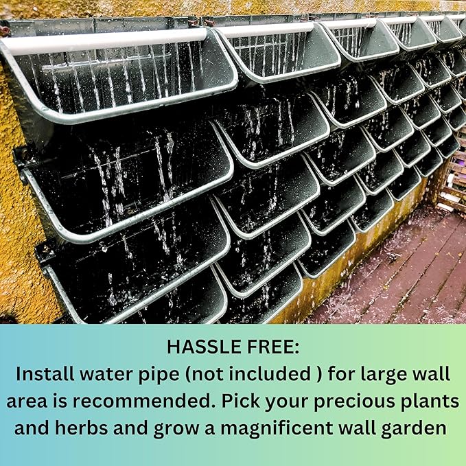 Maxona Black Color Vertical Garden Planter - 4 Pack, 13 inch Wall Mounted Planter for Patio Outdoor Decor, Home Plastic Pot Balcony Plant Vegetable Fruit Herb Hanging Pocket Holder Flowerpot Maxona