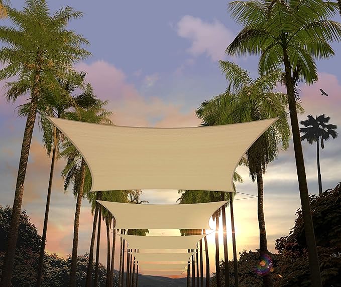 Amgo 14' x 14' x 19.8' Beige Right Triangle Sun Shade Sail UPF50+ Canopy Awning AGSLT, 95% UV Blockage, Water & Air Permeable, 200GSM Heavy Duty Commercial Series(We Make Custom Sizes) Amgo